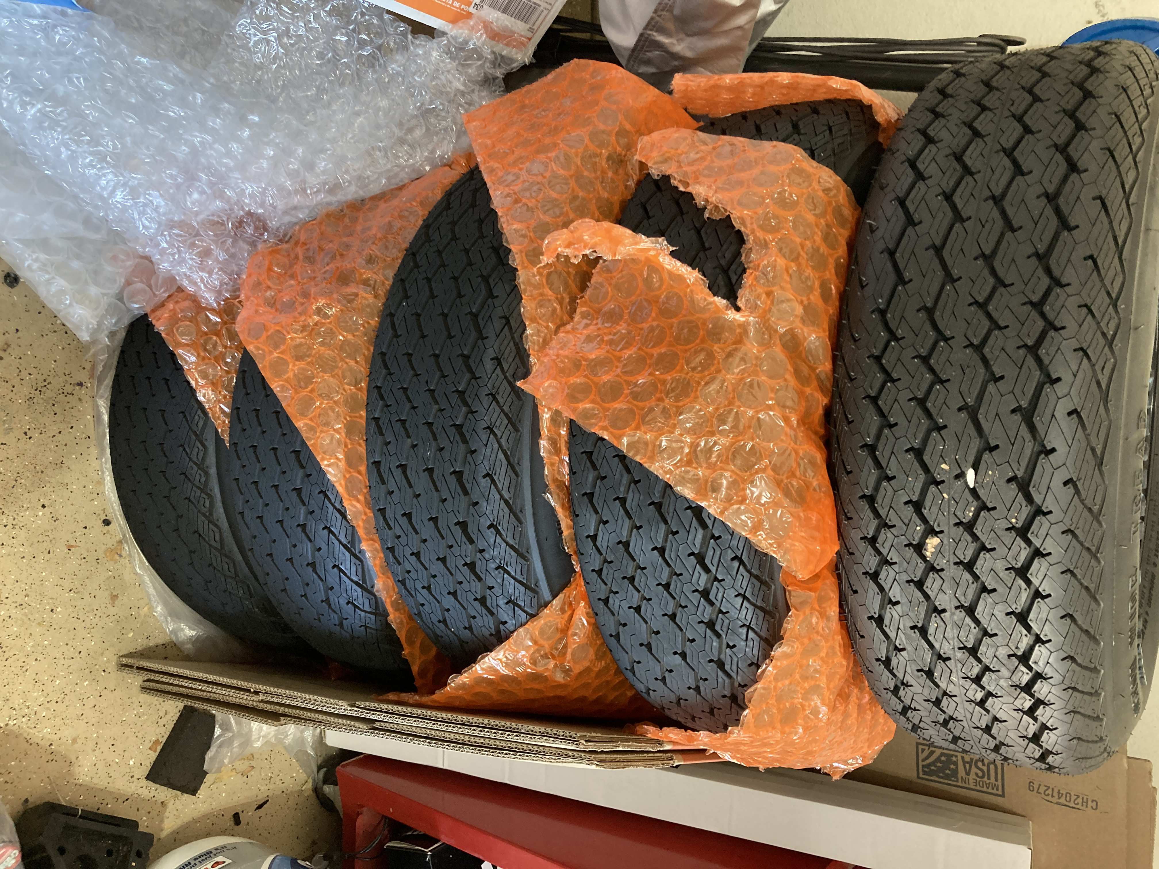 SOLD - Set of Five Goodyear Polyglas FR70-14s and 14x6 Road SOLD - Set of Five Goodyear Polyglas FR70-14s and 14x6 Road