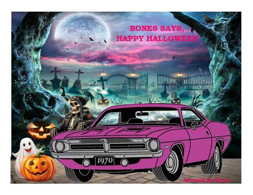 2025 1970 CUDA PINK GRAVEYARD BG Halloween NO TRICK SKELETON DRIVER REV2.jpg