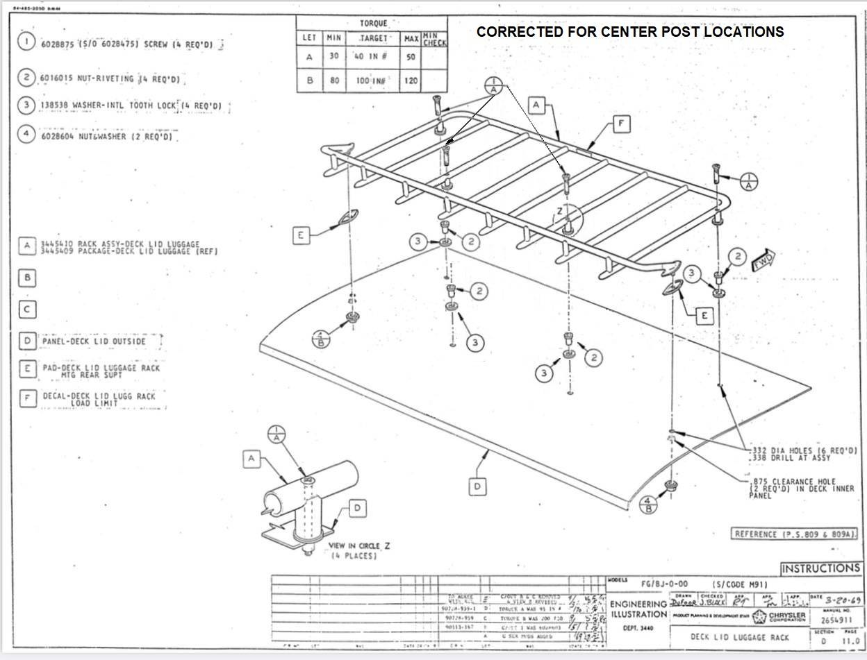 Luggage Rack Engineering Diagram - Corrected Support Post Locations.jpg