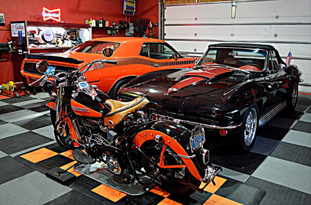 70 AAR tribute - 66 C2 Corvette - 52 Harley panhead